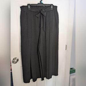 Black Tie-Waist Wide Leg Pants